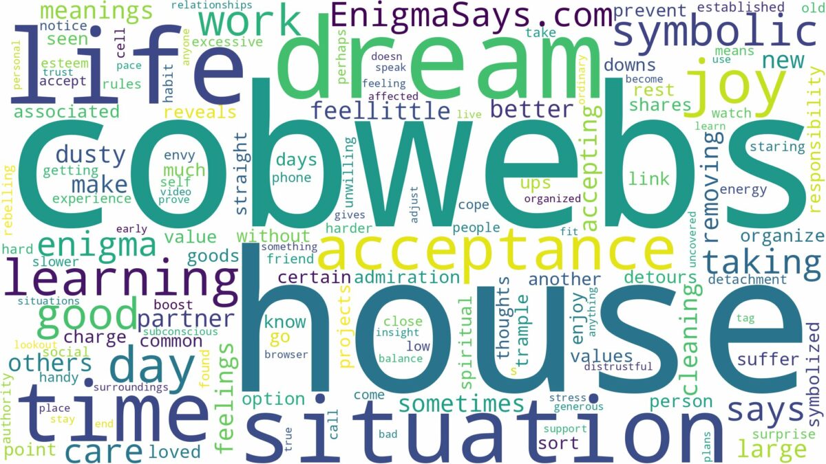 dreams about cobwebs in house and related dreams with their meanings in a word cloud