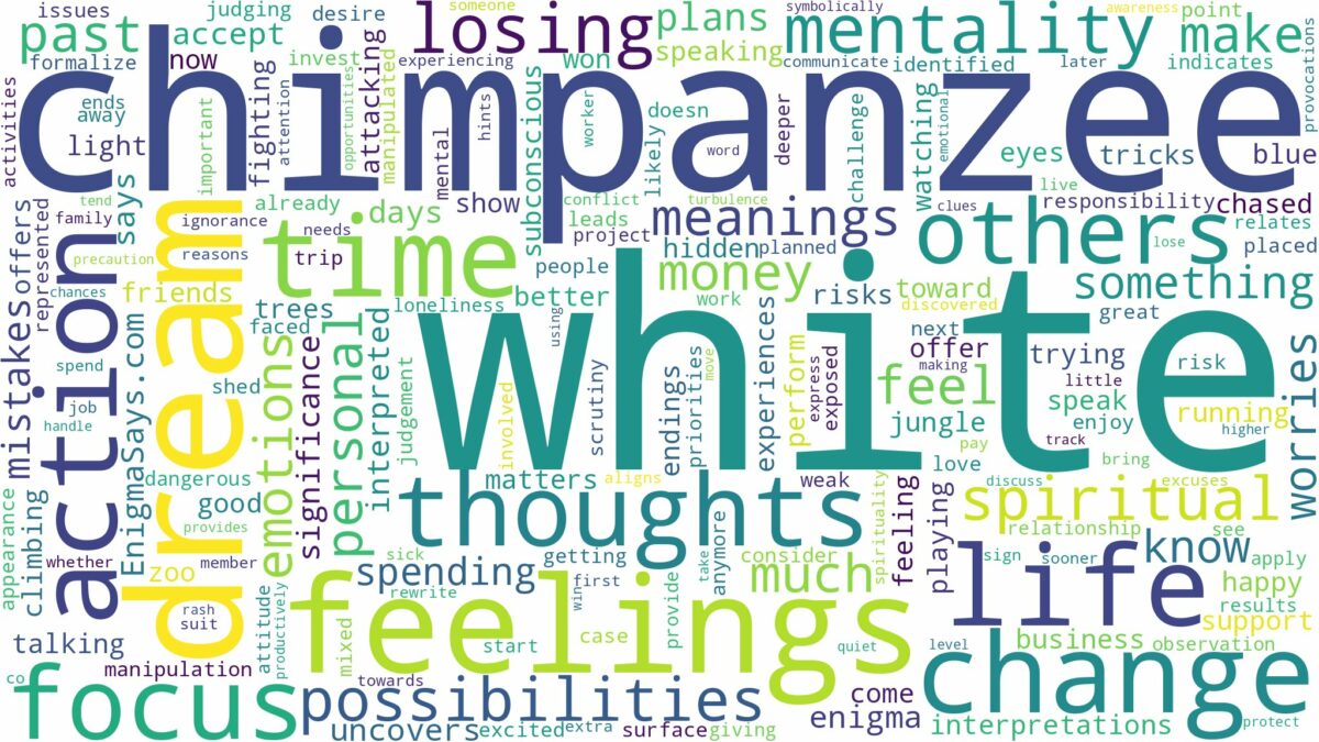 dream about a white chimpanzee and related dreams with their meanings in a word cloud