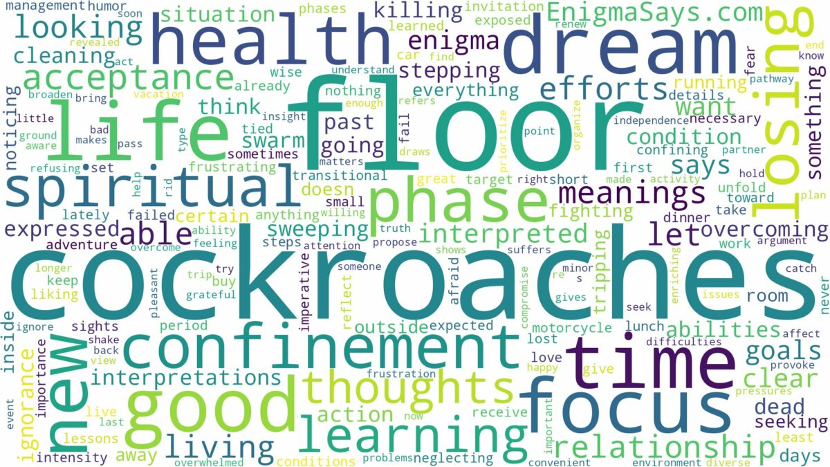 dreams about cockroaches on the floor and related dreams with their meanings in a word cloud