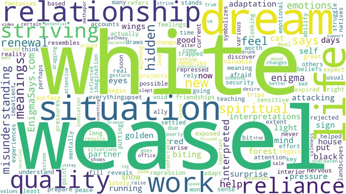 dream about a white weasel and related dreams with their meanings in a word cloud