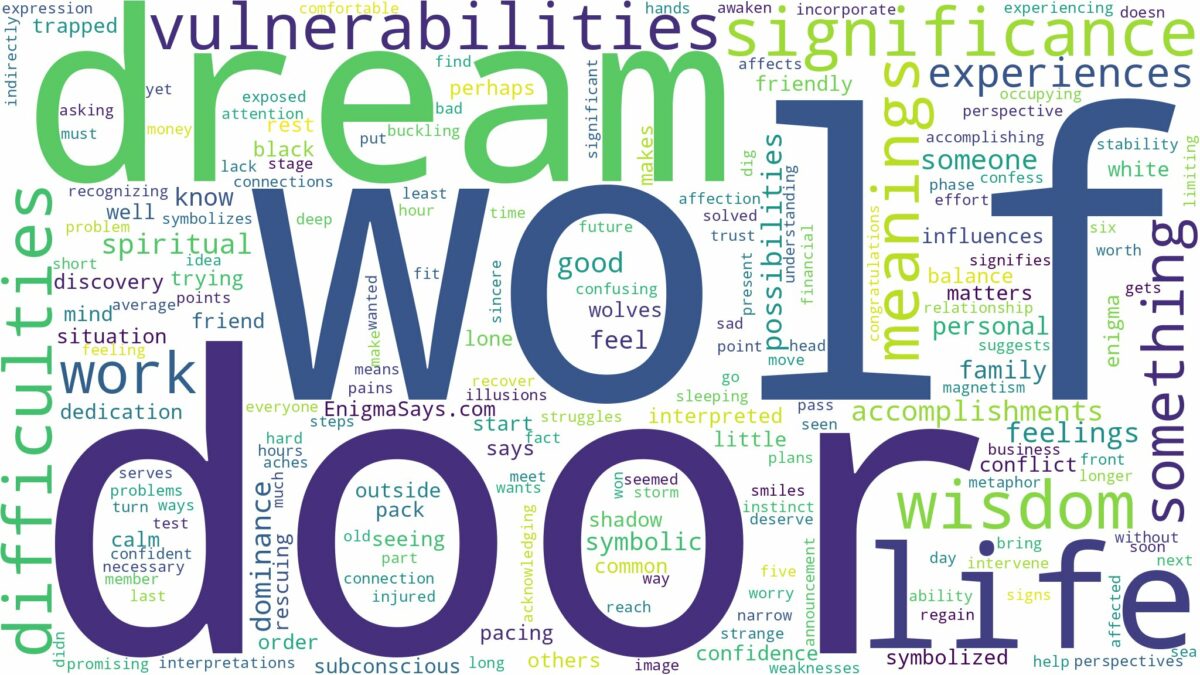 dream about a wolf at the door and related dreams with their meanings in a word cloud