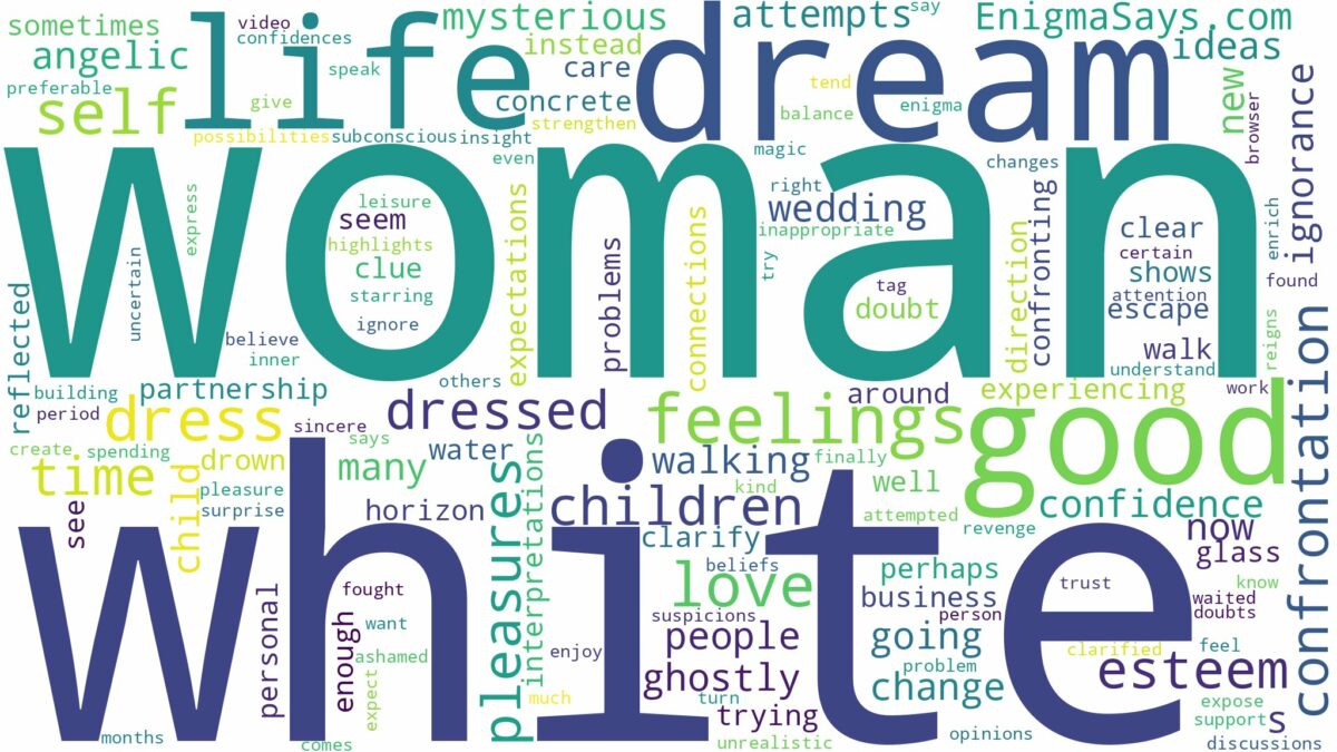 dream about a woman dressed in white and related dreams with their meanings in a word cloud