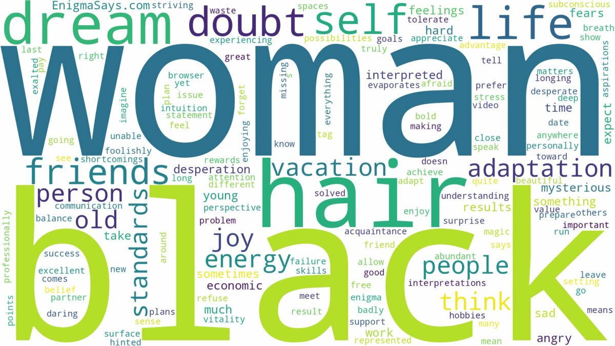 dream about a woman with black hair and related dreams with their meanings in a word cloud