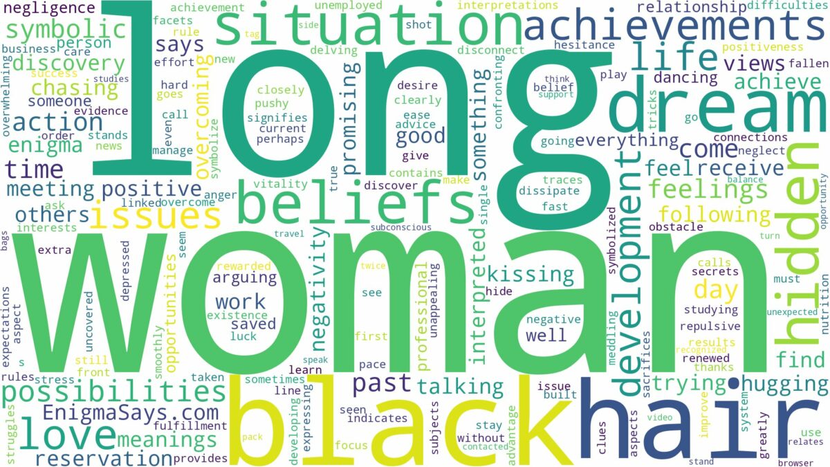 dream about a woman with long black hair and related dreams with their meanings in a word cloud