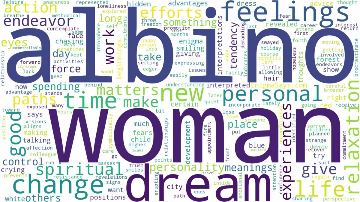 dream about albino woman and related dreams with their meanings in a word cloud