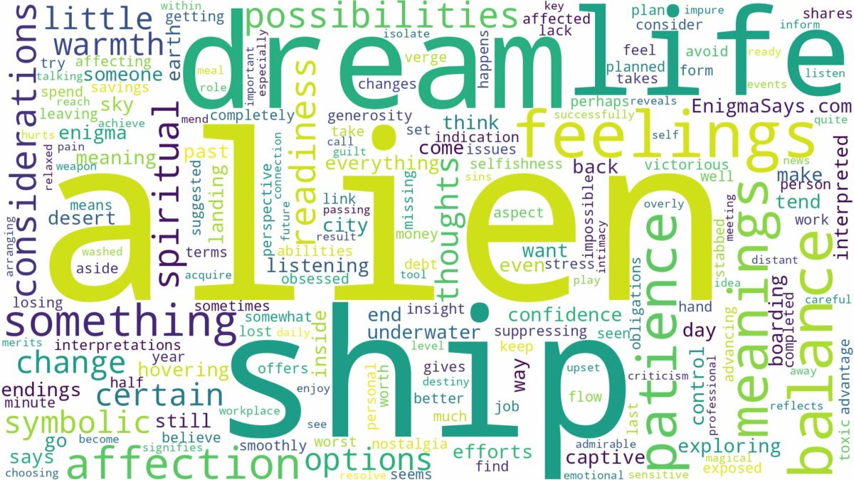 dream about alien ship and related dreams with their meanings in a word cloud