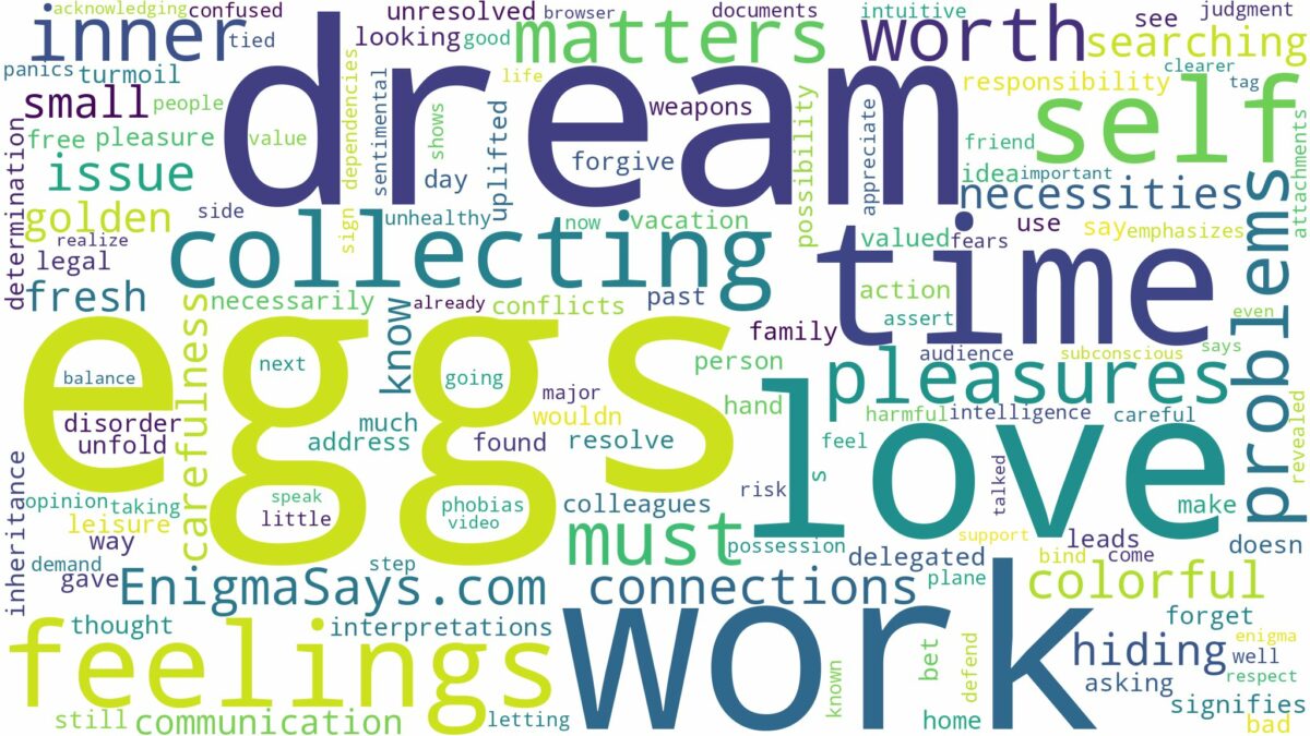 dream of collecting eggs and related dreams with their meanings in a word cloud