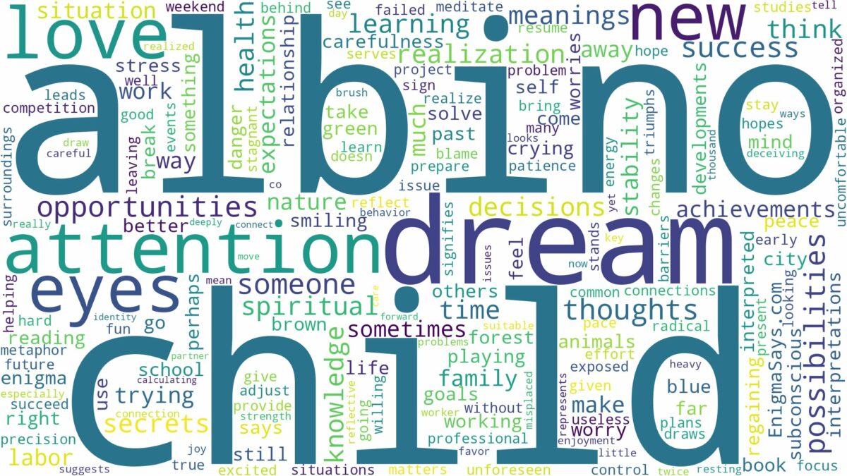 dream about an albino child and related dreams with their meanings in a word cloud