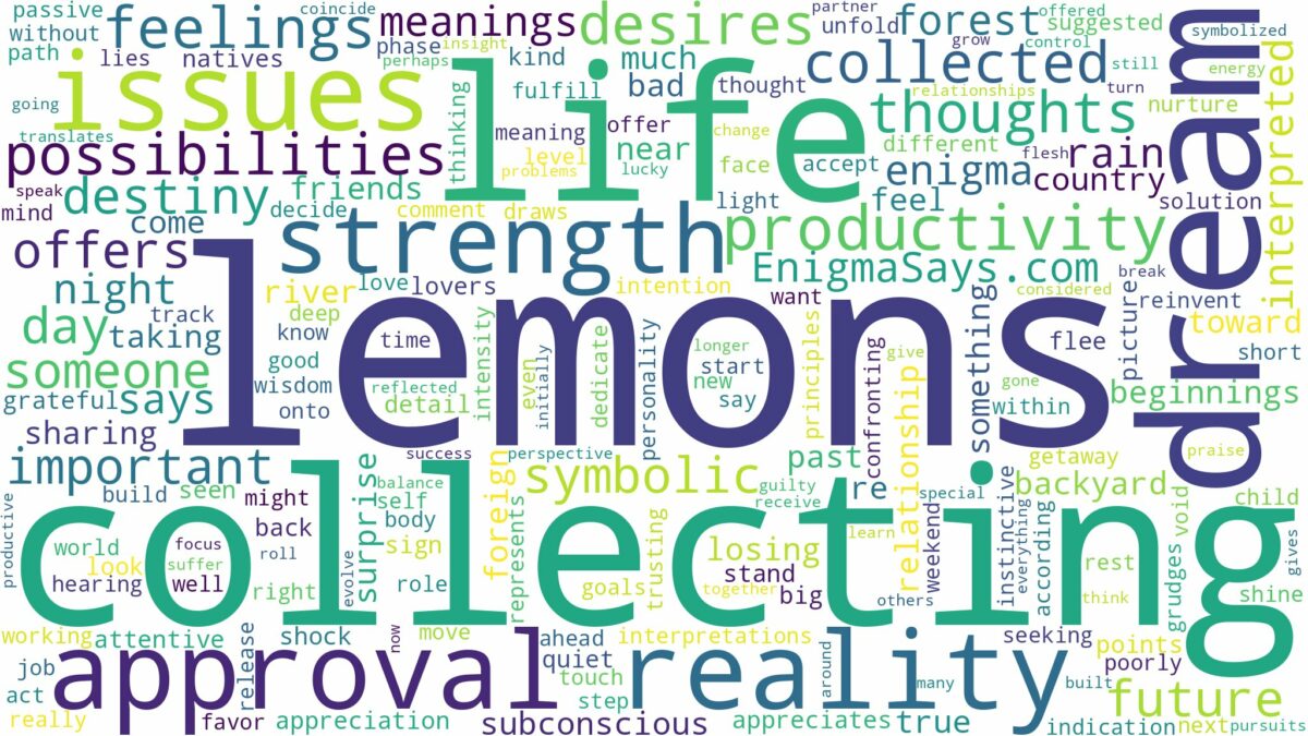 dream of collecting lemons and related dreams with their meanings in a word cloud