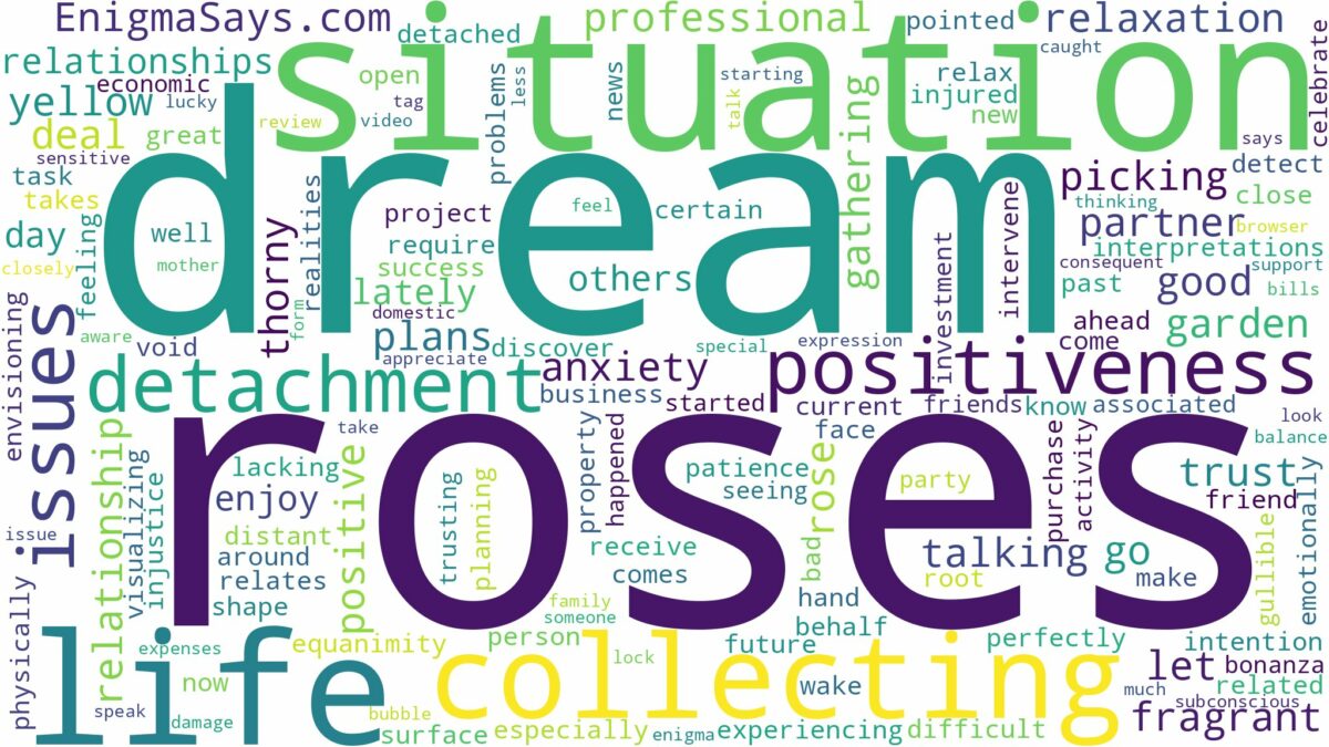 dream of collecting roses and related dreams with their meanings in a word cloud