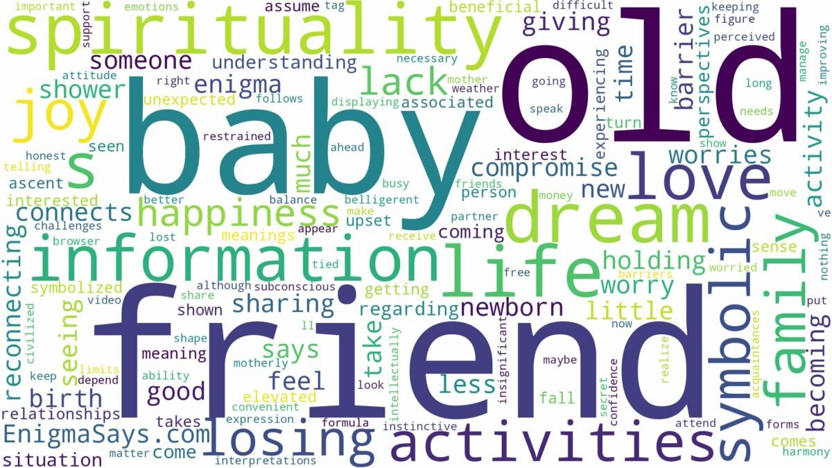 dreaming about an old friend having a baby and related dreams with their meanings in a word cloud