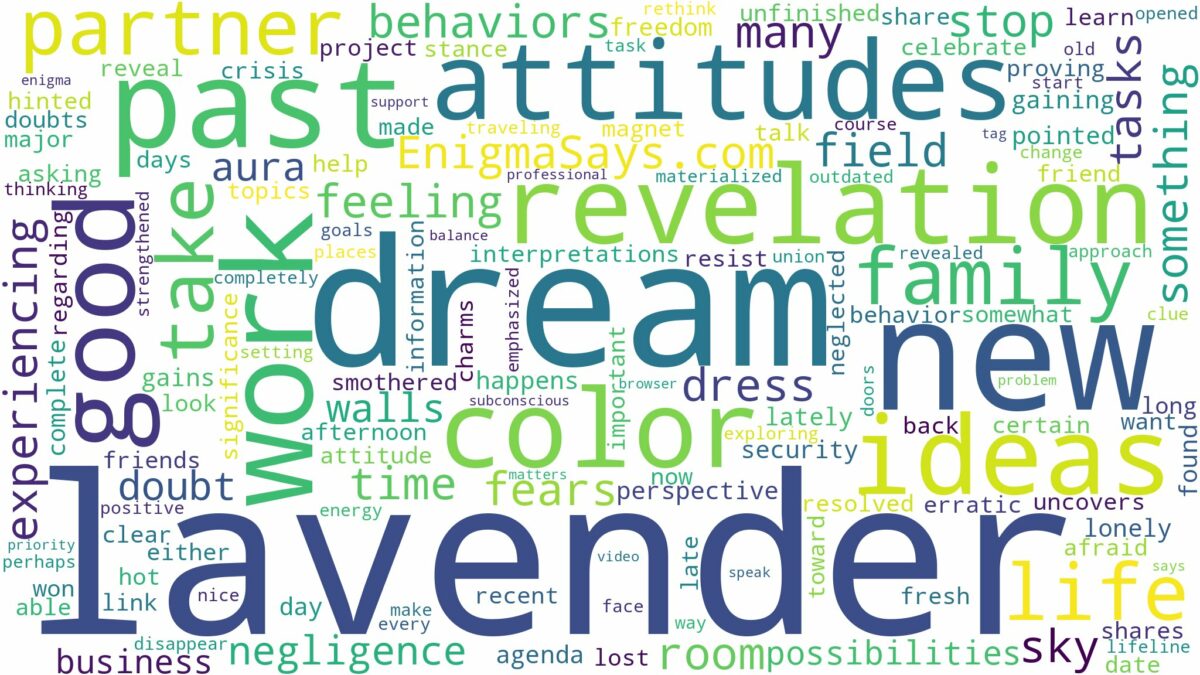 dream about color lavender and related dreams with their meanings in a word cloud