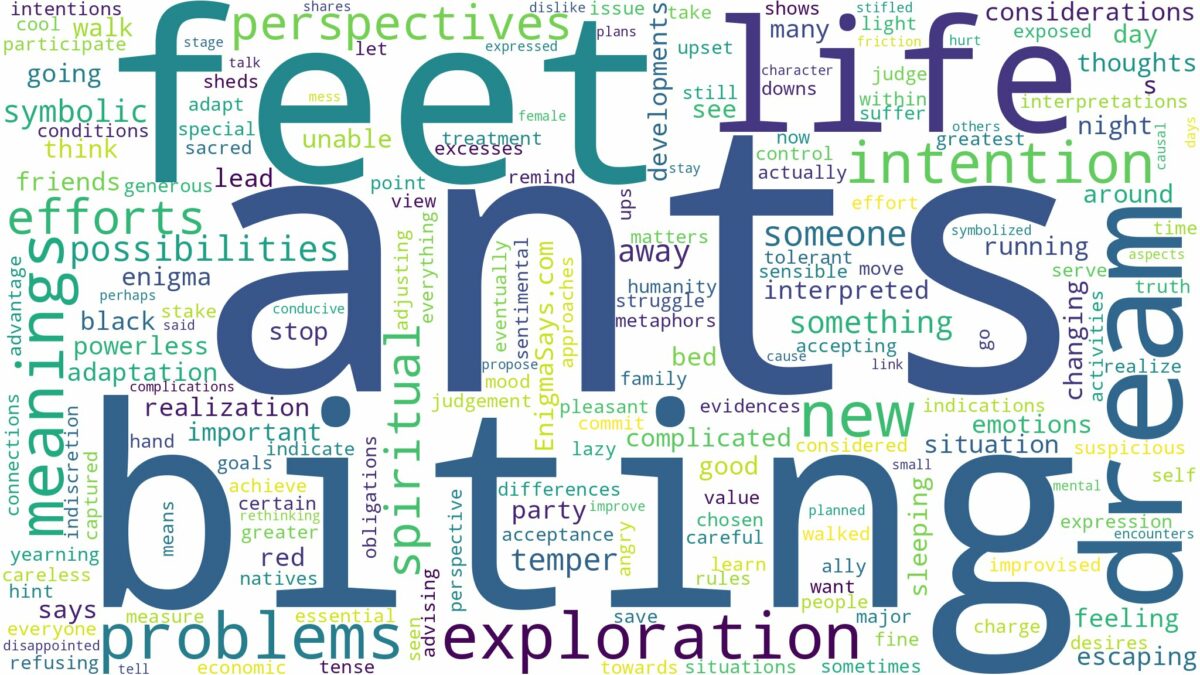 dreams about ants biting your feet and related dreams with their meanings in a word cloud