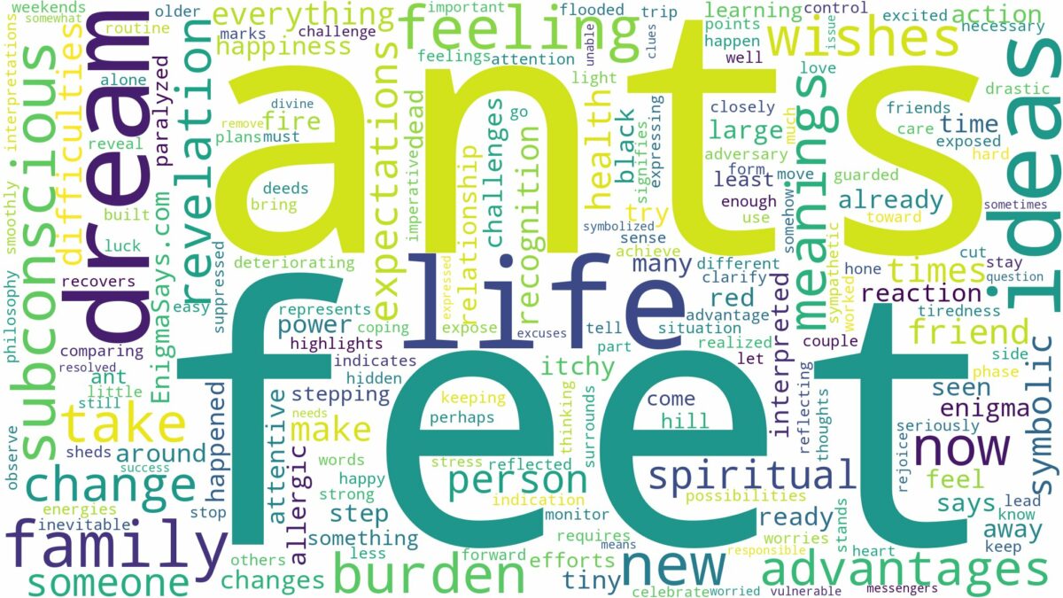 dreams about ants on your feet and related dreams with their meanings in a word cloud