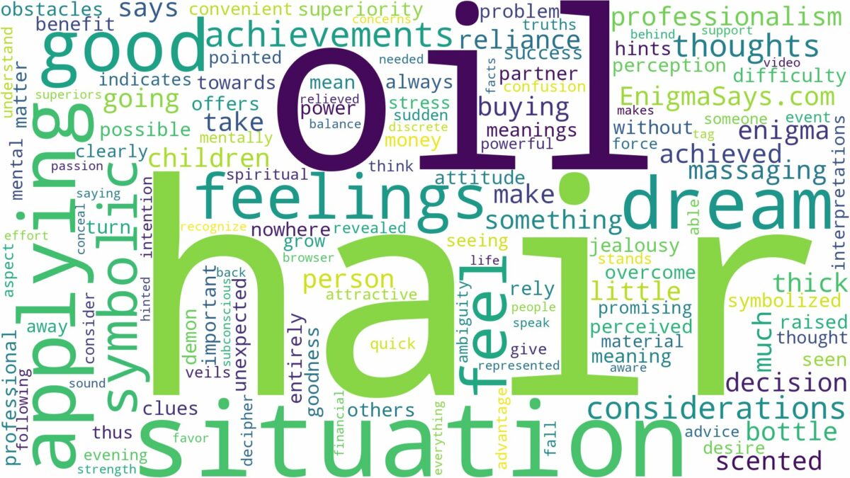 dreaming of applying hair oil and related dreams with their meanings in a word cloud