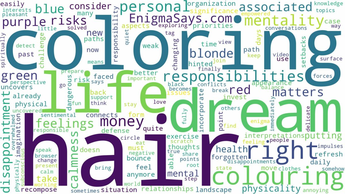 dream of colouring hair and related dreams with their meanings in a word cloud