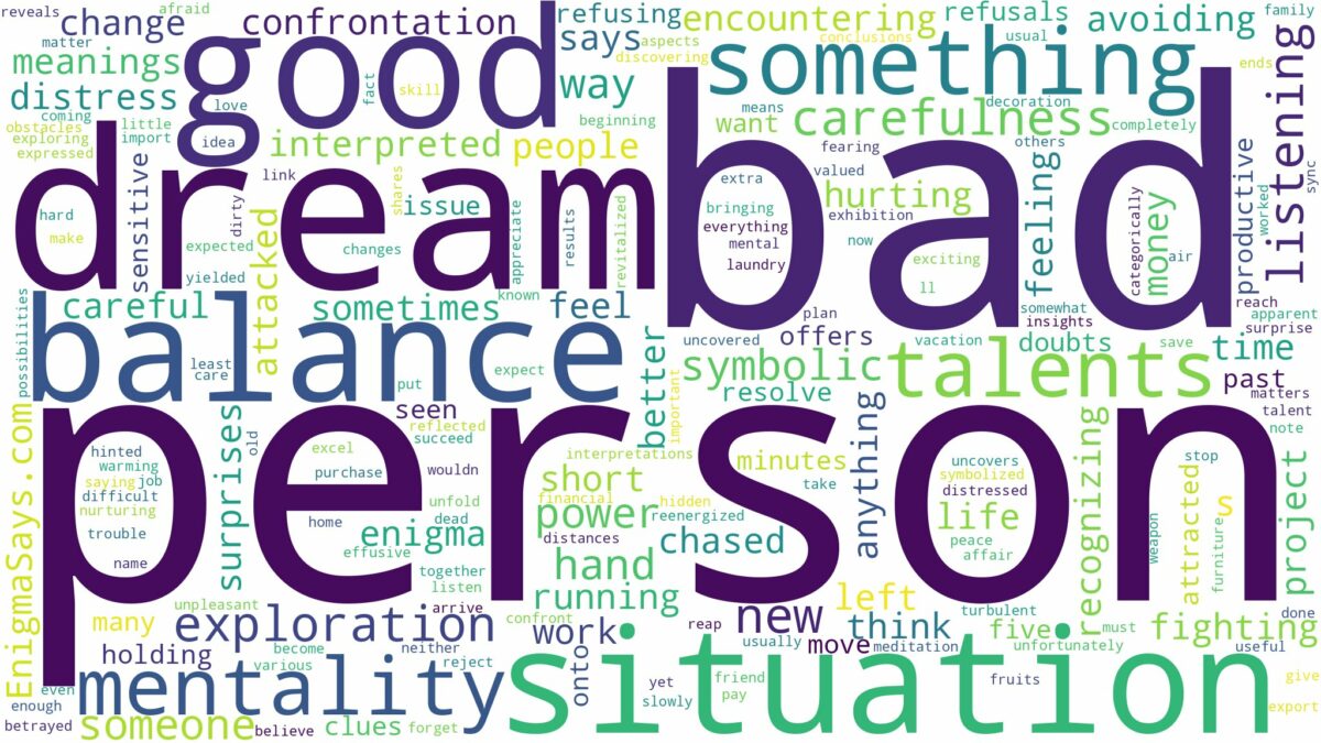 dream about a bad person and related dreams with their meanings in a word cloud