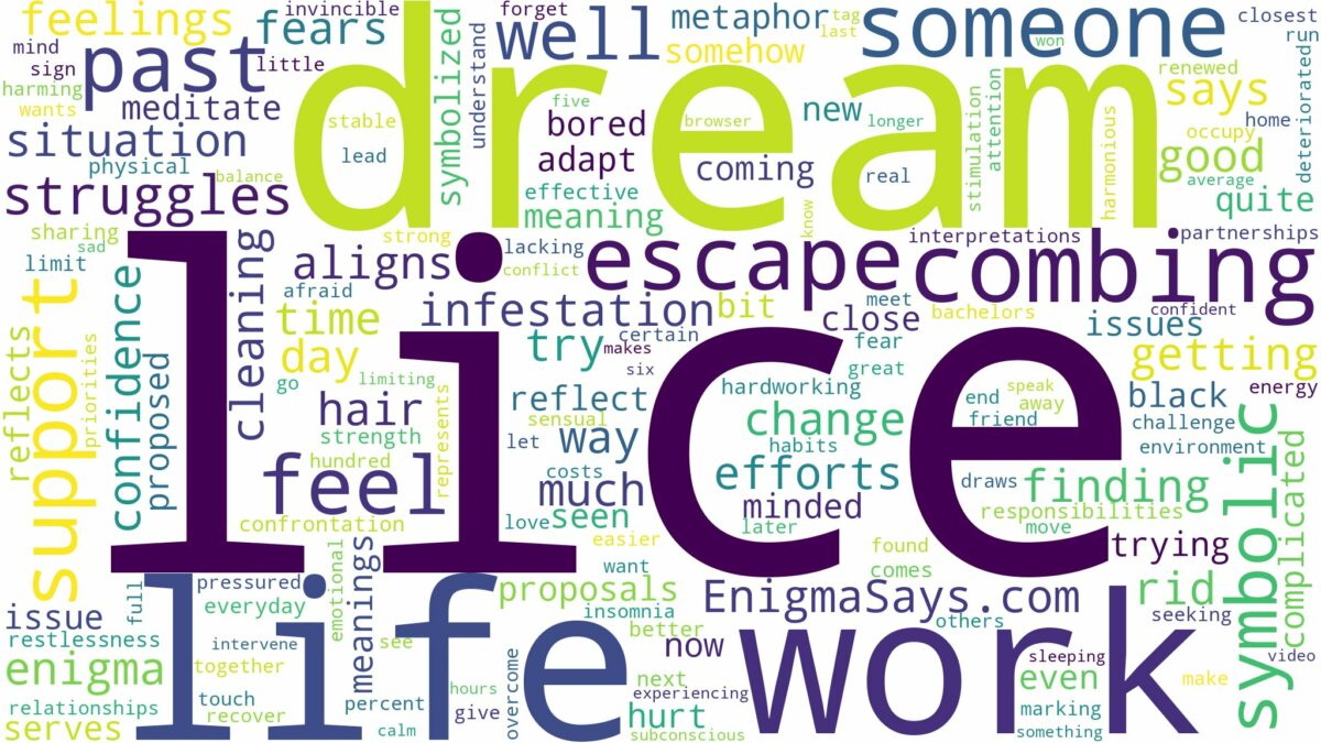 dream of combing out lice and related dreams with their meanings in a word cloud