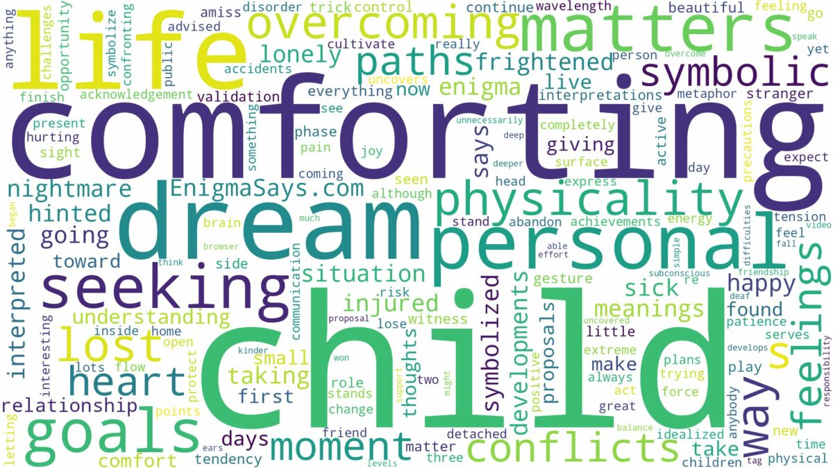 dream of comforting a child and related dreams with their meanings in a word cloud