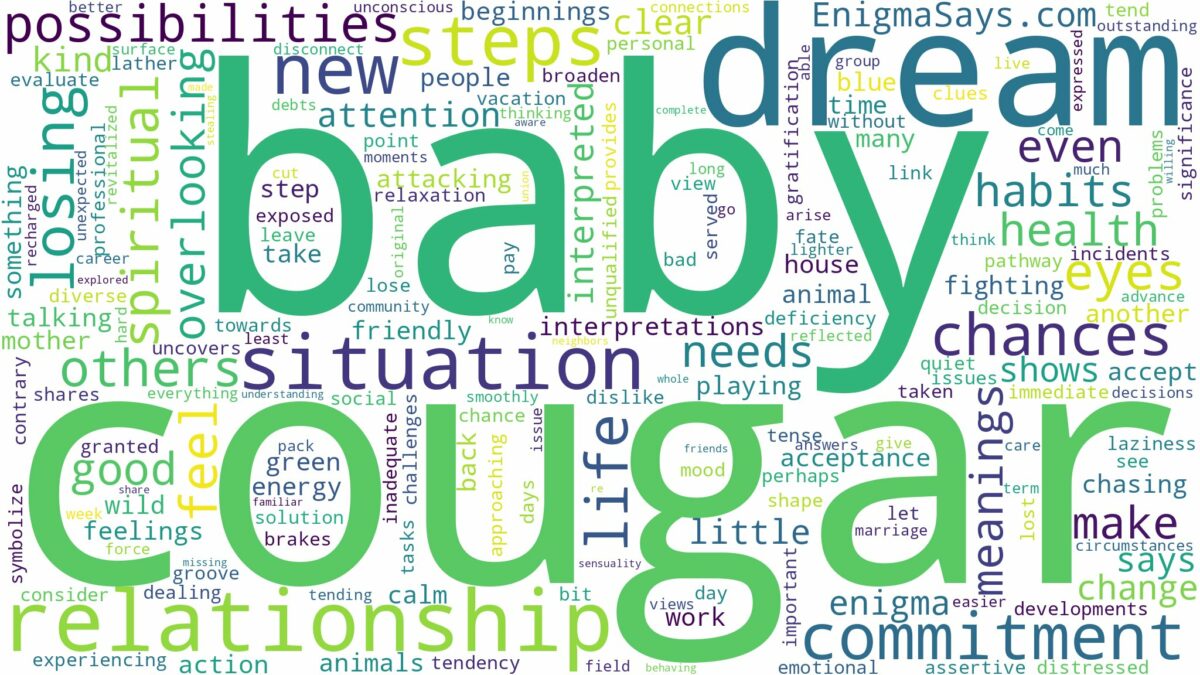 dream about baby cougar and related dreams with their meanings in a word cloud