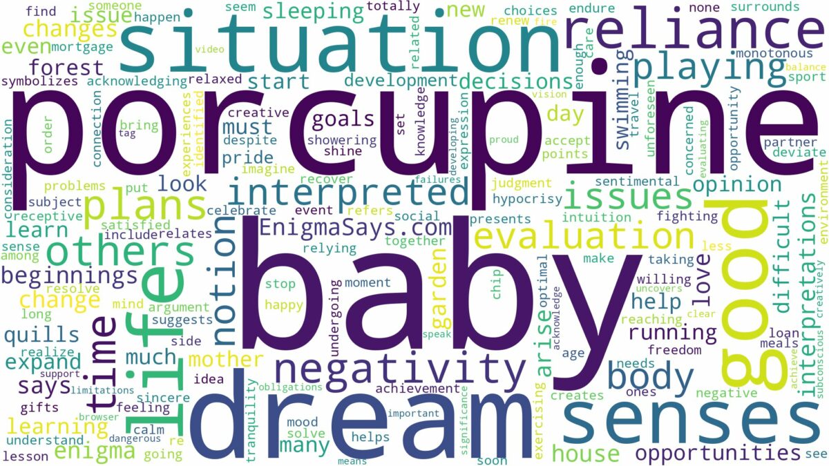 dream about baby porcupine and related dreams with their meanings in a word cloud