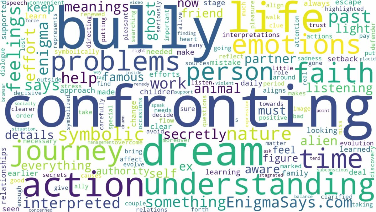 dream of confronting a bully and related dreams with their meanings in a word cloud