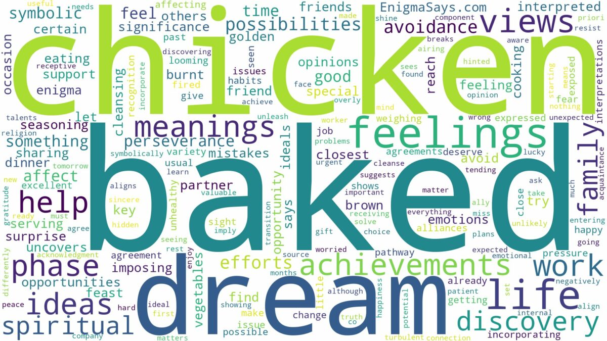 dream about baked chicken and related dreams with their meanings in a word cloud