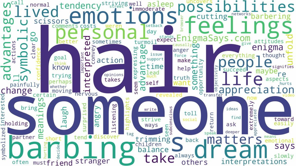 dreaming of barbing someone hair and related dreams with their meanings in a word cloud