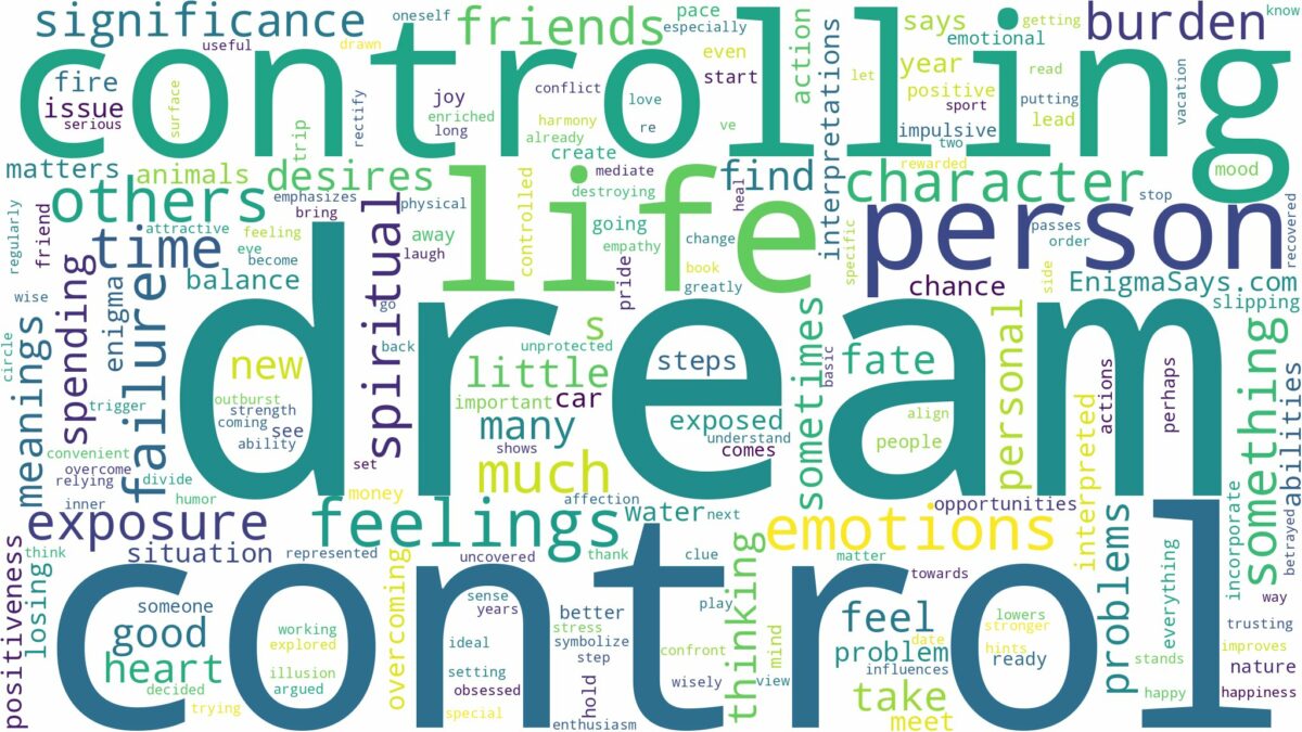 dream about control and related dreams with their meanings in a word cloud