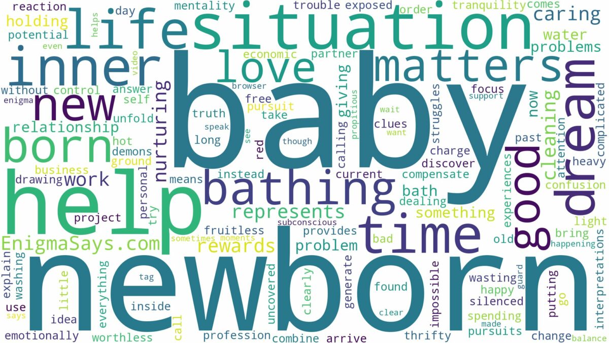 dreaming of bathing a new born baby and related dreams with their meanings in a word cloud