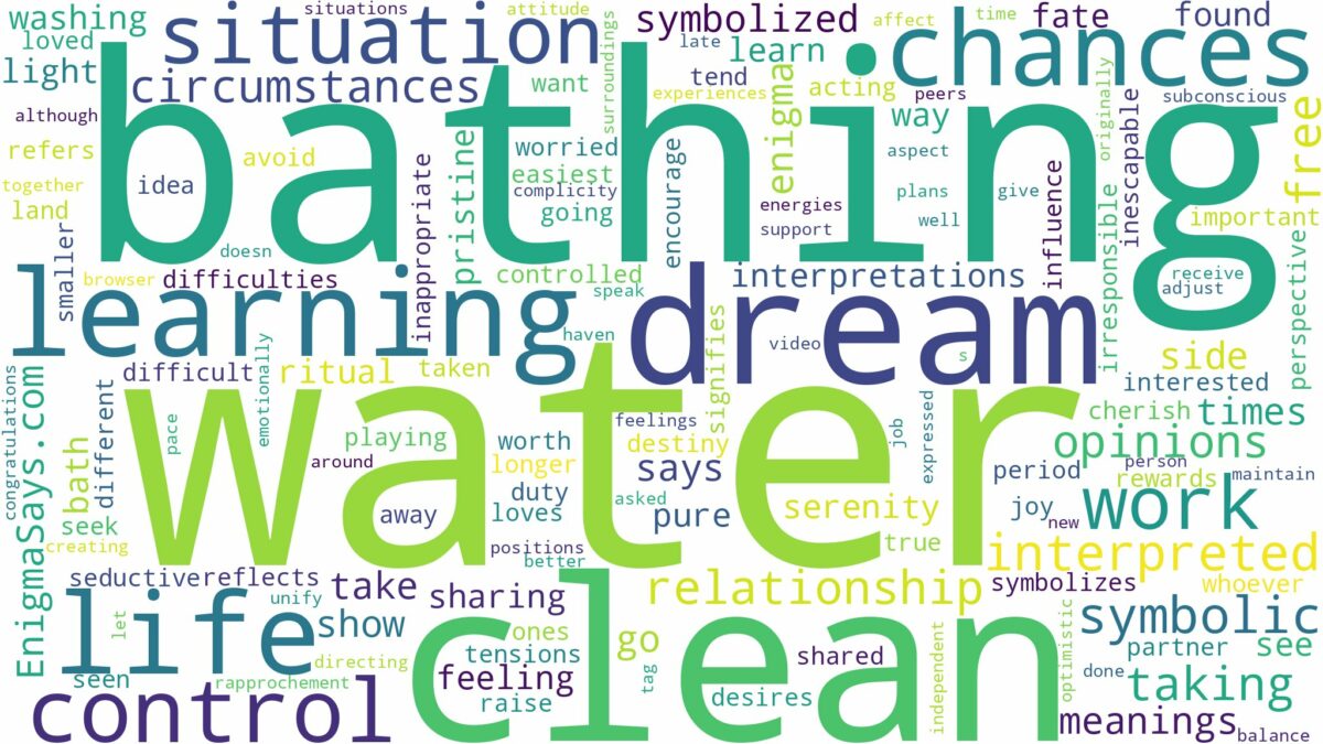 dreaming of bathing in clean water and related dreams with their meanings in a word cloud