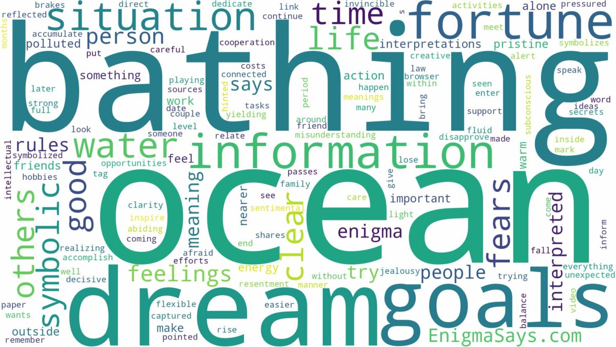 dream of bathing in ocean and related dreams with their meanings in a word cloud