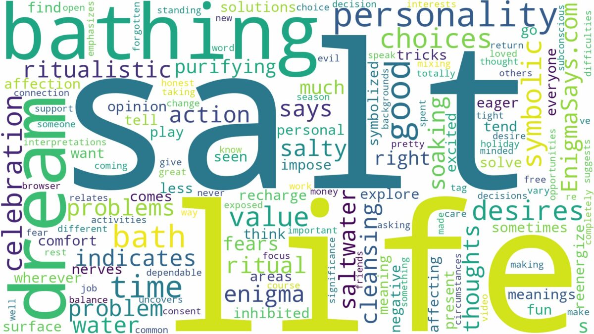 dreaming of bathing with salt and related dreams with their meanings in a word cloud