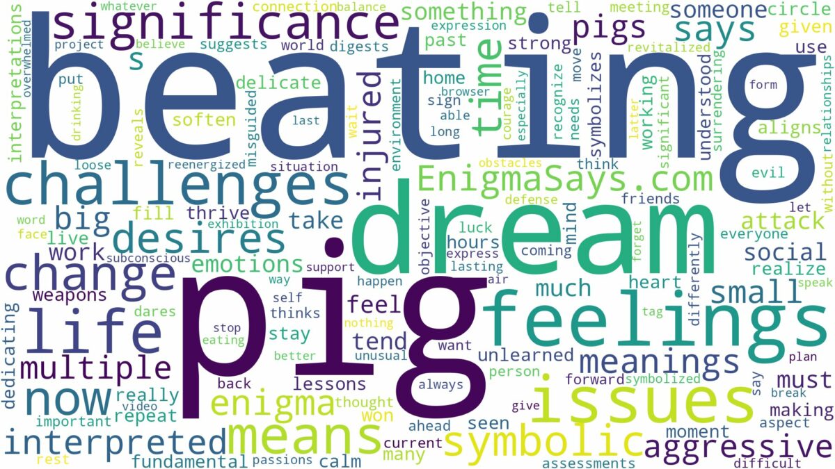 dream of beating pig and related dreams with their meanings in a word cloud