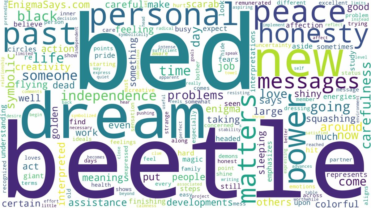 dream about beetle in bed and related dreams with their meanings in a word cloud