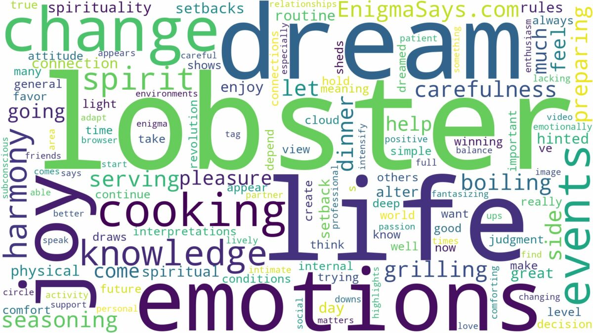 dream of cooking lobster and related dreams with their meanings in a word cloud