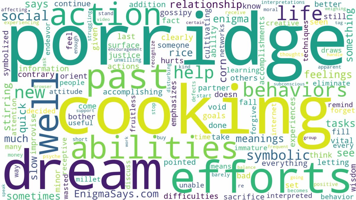 dream of cooking porridge and related dreams with their meanings in a word cloud