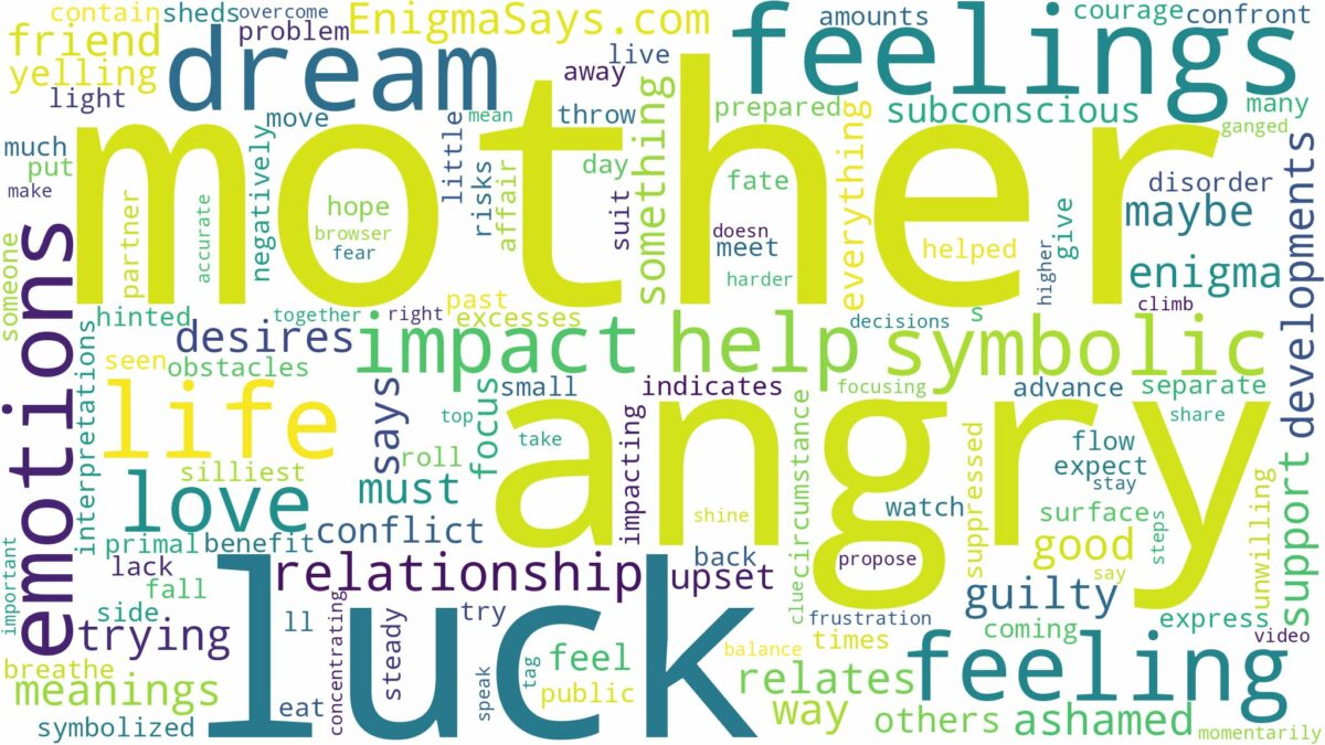 dreaming of being angry at mother and related dreams with their meanings in a word cloud