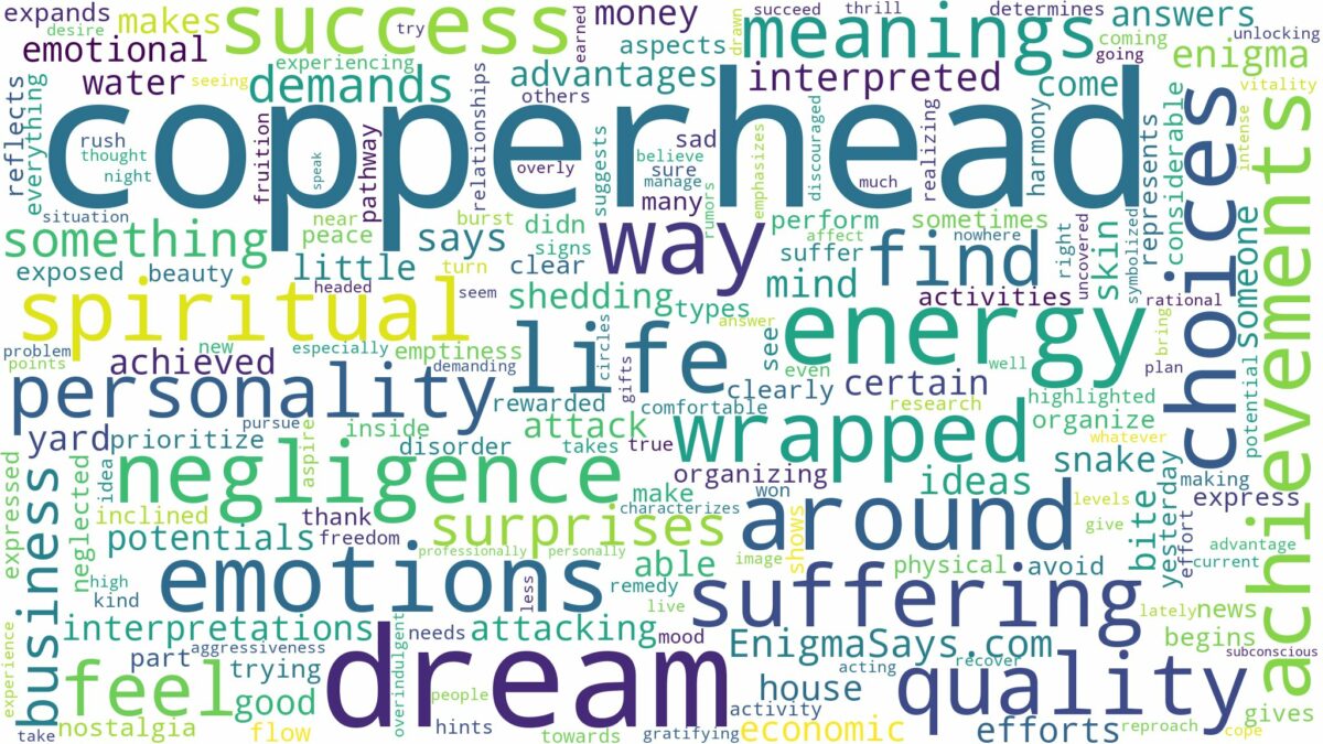 dream about copperhead and related dreams with their meanings in a word cloud