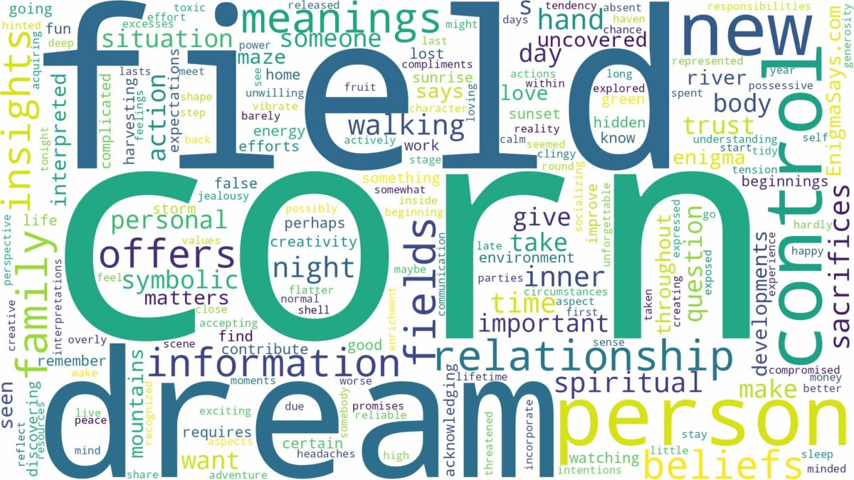 dream about corn field and related dreams with their meanings in a word cloud