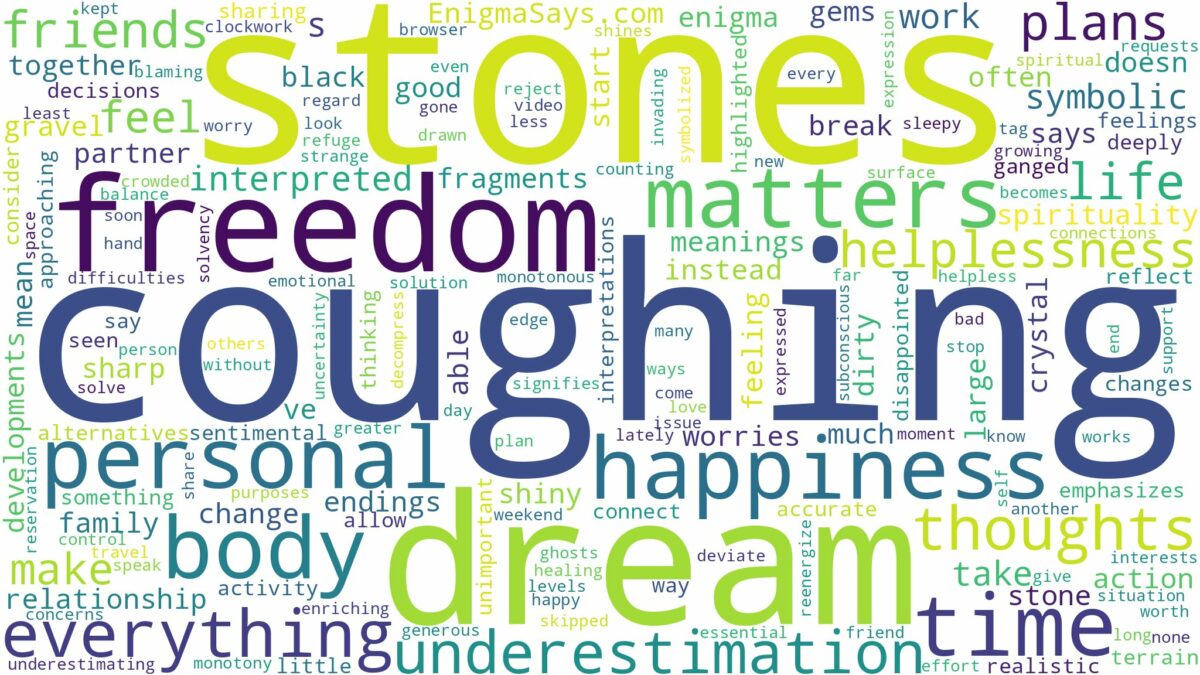 dream of coughing up stones and related dreams with their meanings in a word cloud