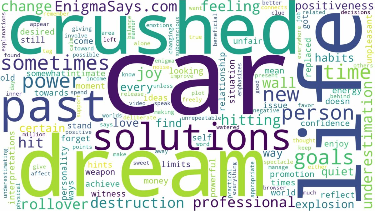 dreaming of being crushed in a car and related dreams with their meanings in a word cloud