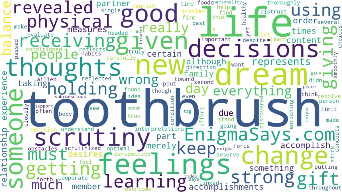 dreaming of being given a toothbrush and related dreams with their meanings in a word cloud