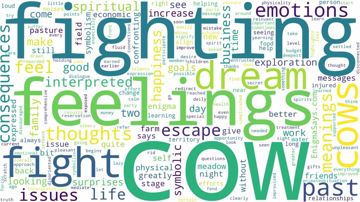 dreaming of cow fighting and related dreams with their meanings in a word cloud