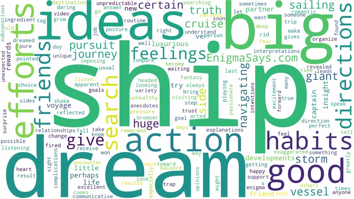 dreaming of being in a big ship and related dreams with their meanings in a word cloud