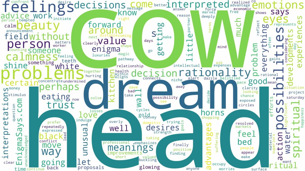 dream about cow head and related dreams with their meanings in a word cloud