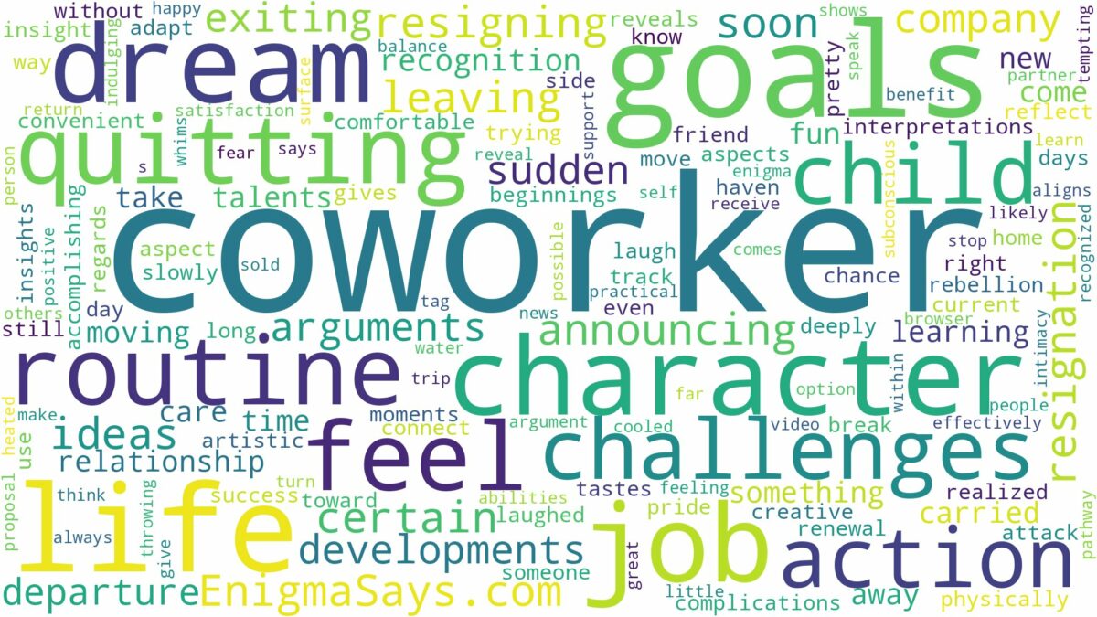 dreaming of coworker quitting and related dreams with their meanings in a word cloud