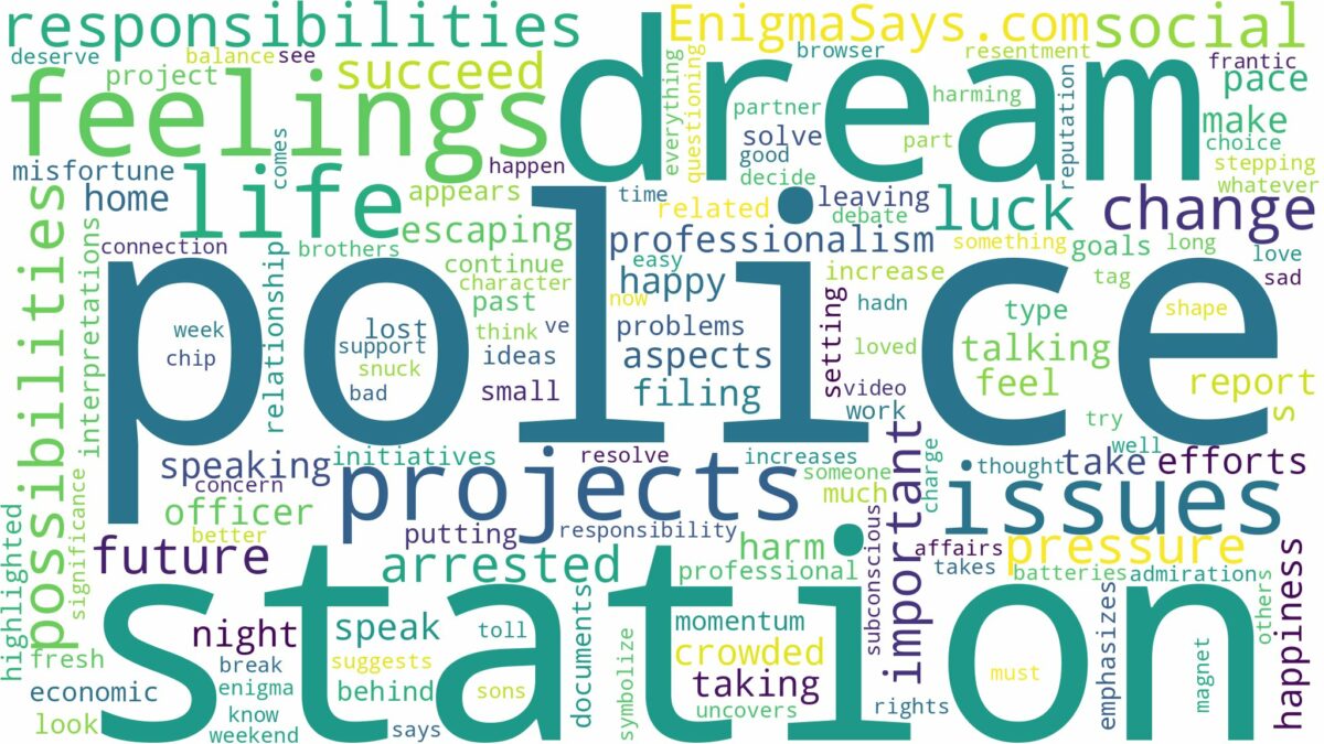 dreaming of being in a police station and related dreams with their meanings in a word cloud