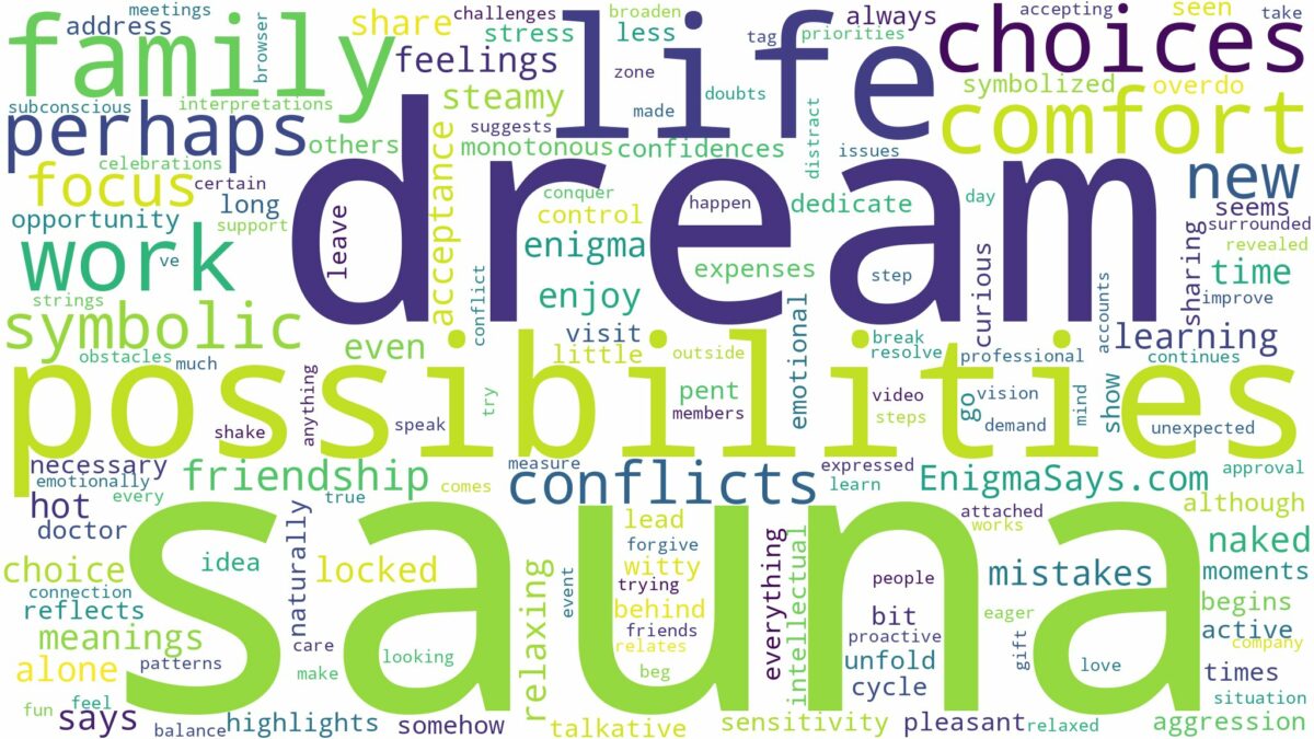 dream of being in a sauna and related dreams with their meanings in a word cloud