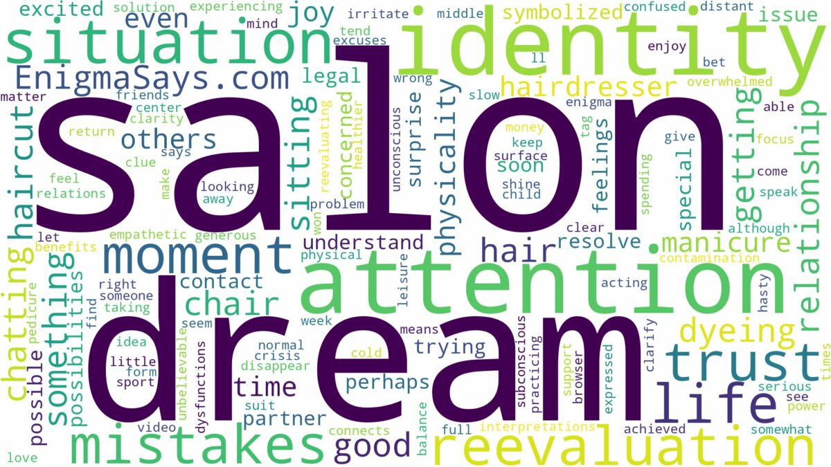 dream of being in salon and related dreams with their meanings in a word cloud